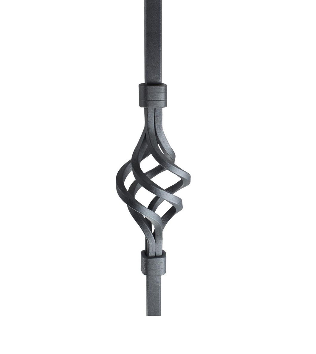 Twist Basket Black Iron Powder Coated Balusters